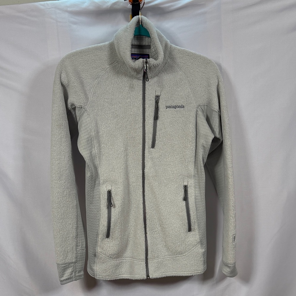 Patagonia Women's Light Gray Polartec Thermal Fleece Full Zip up Jacket Size Med